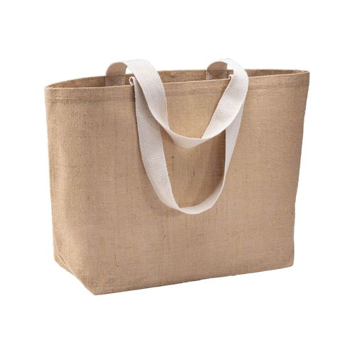 Tote bag en toile de jute avec soufflet à la base et anses - 1