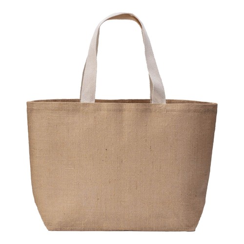 Tote bag en toile de jute avec soufflet à la base et anses - 2