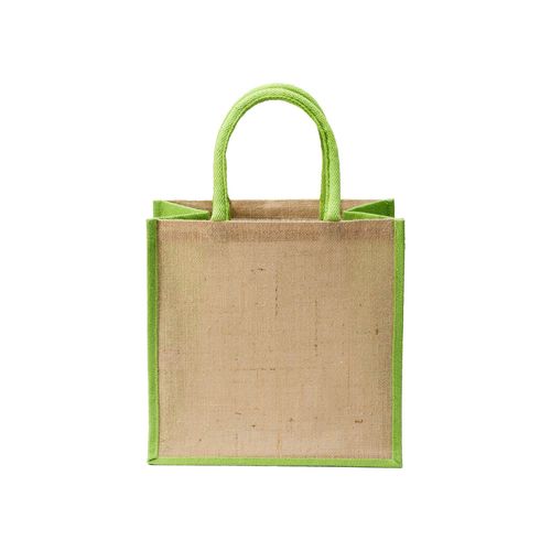 Mini tote bag en toile de jute avec anses et inserts colorés - 2