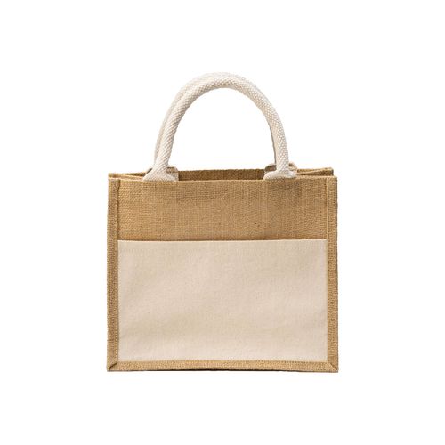 Mini tote bag en toile de jute avec poche en coton - 2