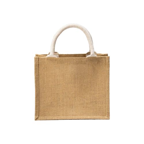 Mini tote bag en toile de jute avec poche en coton - 3