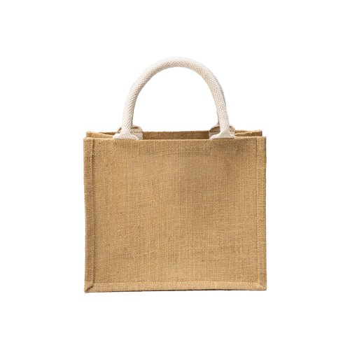 Mini tote bag en toile de jute avec poche en coton - 3