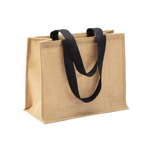 Tote bag en toile de jute, anses longues et soufflet - 1