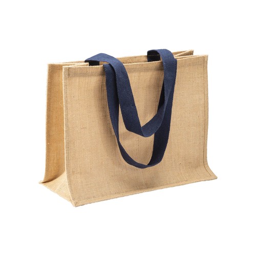 Jute shopping bag, long handles and gusset