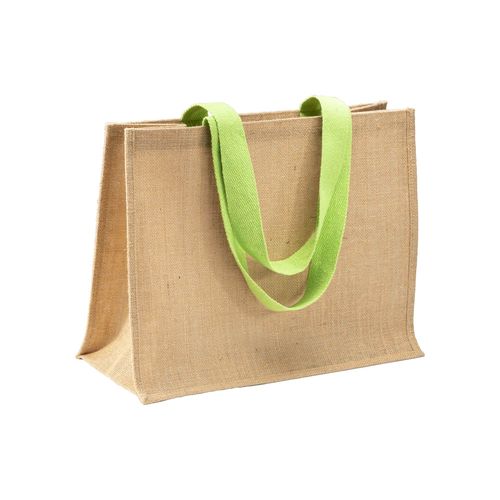 Tote bag en toile de jute, anses longues et soufflet - 1
