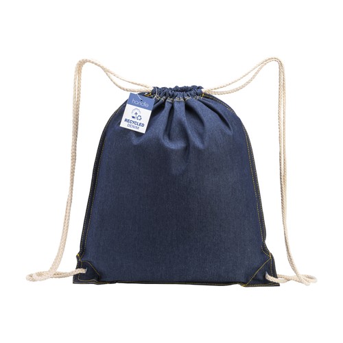 Sac à dos en coton denim recyclé, avec fermeture à cordons  et angles renforcés - 2