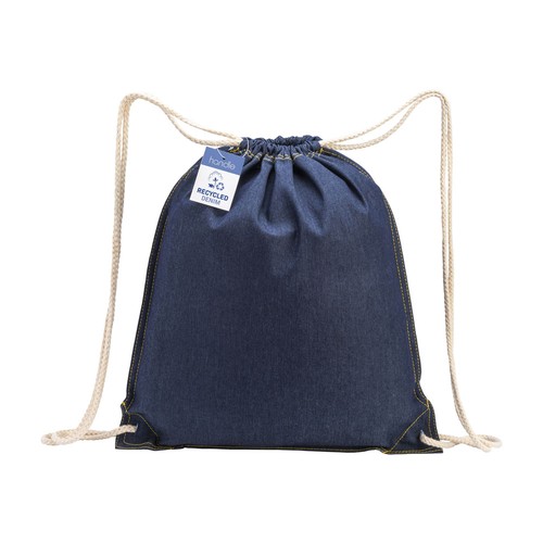 Sac à dos en coton denim recyclé, avec fermeture à cordons  et angles renforcés - 2