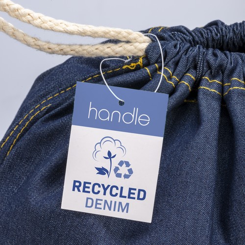 Sac à dos en coton denim recyclé, avec fermeture à cordons  et angles renforcés - 3