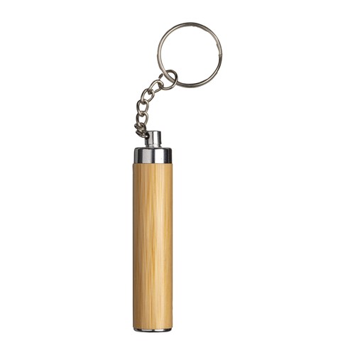 Torche LED en bambou avec porte-clés, 3 piles LR41 incluses - 2