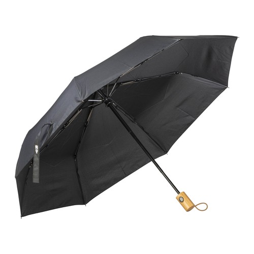 Mini parapluie automatique en R-pet avec poignée en bambou - 1