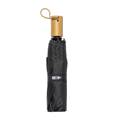 Mini parapluie automatique en R-pet avec poignée en bambou - 4