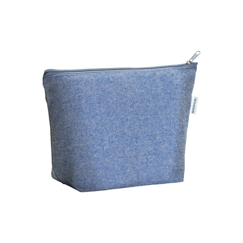 Beauty case en coton recyclé, avec soufflet à la base et avec fermeture éclair, 280 g/m2 - 1