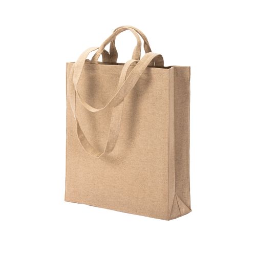 Tote bag avec soufflet en coton recyclé 280 g/m2, avec double anse - 1