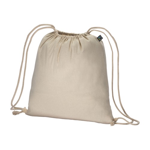 MOCHILA DE ALGODÓN FAIRTRADE® 140 G/M&SUP2; CON CIERRE DE CORDÓN
