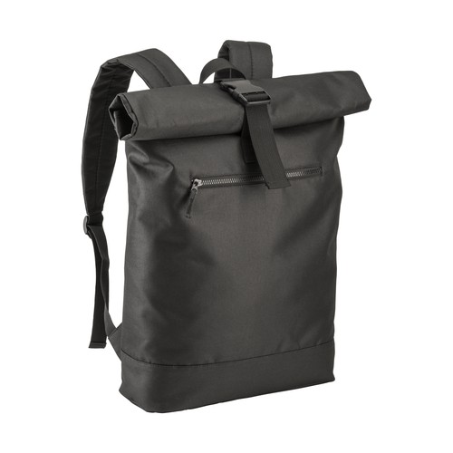 Sac à dos Roll porte pc (17") en polyester recyclé R-PET avec poche extérieure zippée - 1
