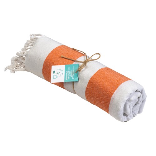Serviette de plage / Paréo en coton recyclé de 180 gr/m2 avec frange, mesure 90x170 cm - 1