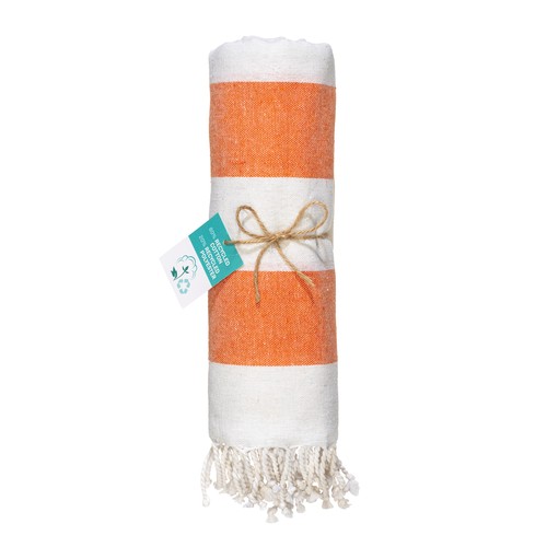Serviette de plage / Paréo en coton recyclé de 180 gr/m2 avec frange, mesure 90x170 cm - 3