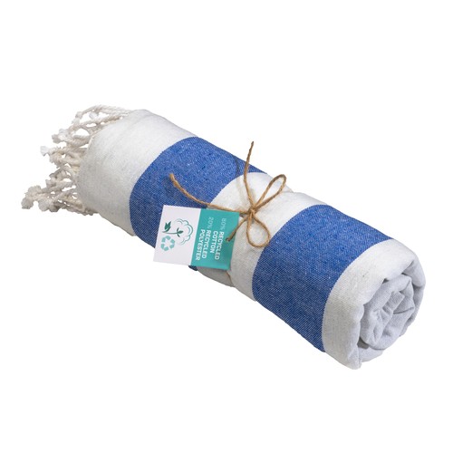 Recycled cotton fringed beach towel, size 90x170 cm
