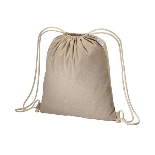 Sac à dos en coton recyclé effet mélange 180 g/m2 avec fermeture à cordons personnalisé