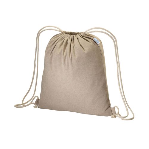 Sac à dos en coton recyclé effet mélange 180 g/m2 avec fermeture à cordons - 1