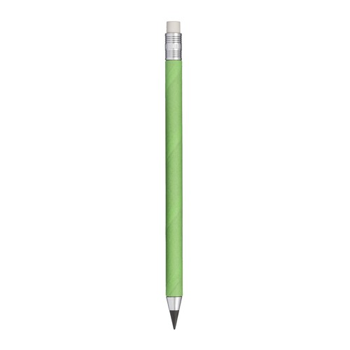 Long-lasting coloured recycled paper pencil with eraser