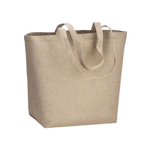 Tote bag en coton recyclé, 120 g/m2 avec intérieur laminé en PP, anses longues et soufflet - 1