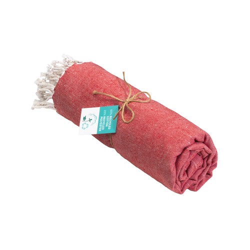 Serviette de plage / Paréo en coton recyclé de 180 gr/m2 avec frange, mesure 90x170 cm - 1