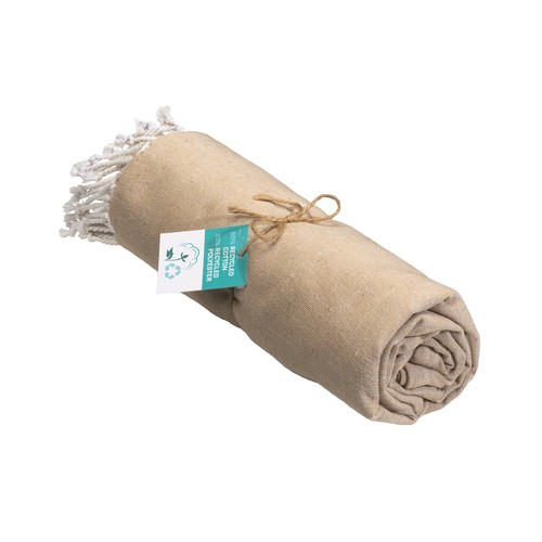 TOALLA DE PLAYA/PAREO DE ALGODÓN RECICLADO DE 180 G/M² CON FLECOS, MEDIDA 90X170 CM