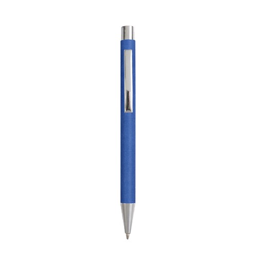 Stylo à bille en papier recyclé, détails chromés et clip en métal - 1
