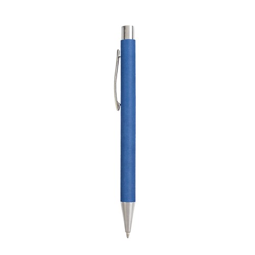 Stylo à bille en papier recyclé, détails chromés et clip en métal - 2