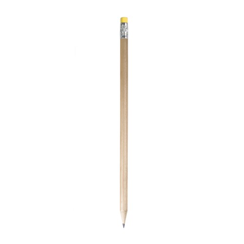 Crayon HB en bois naturel personnalisé avec mine graphite avec gomme de couleur (trempée)