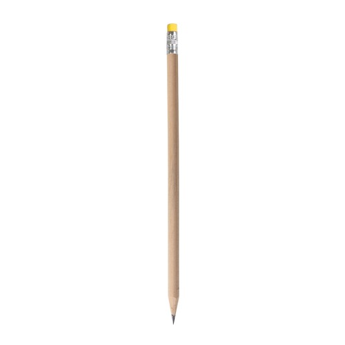 Crayon HB en bois naturel avec mine graphite avec gomme de couleur (trempée) - 1