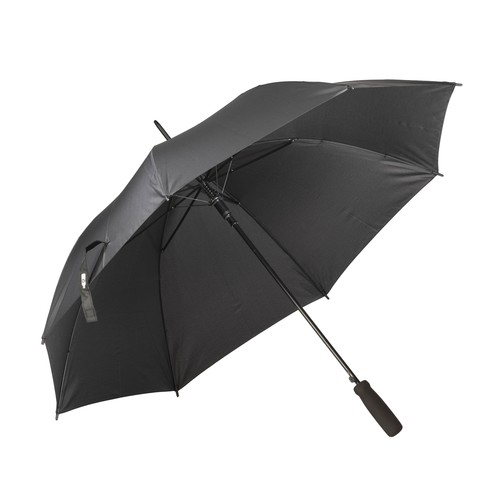 R-PET automatic opening umbrella with EVA handle, metal frame and fiberglass frame.