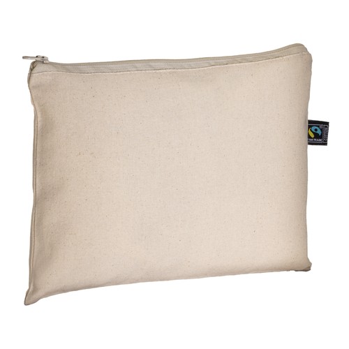 Beauty case personnalisé en coton FAIRTRADE ® 180 g/m2 avec fermeture éclair