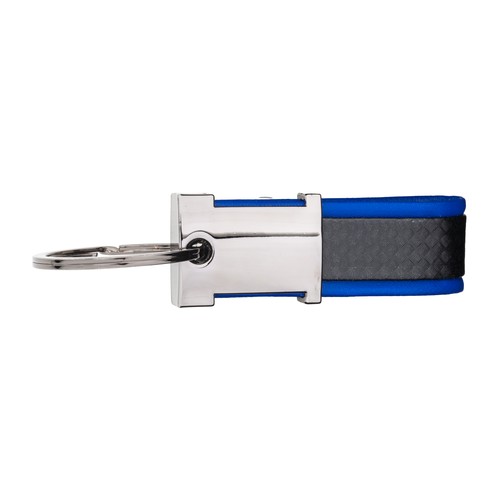 Porte-clés en métal bruni et PU bicolore, avec un espace adapté au logo en résine - 2
