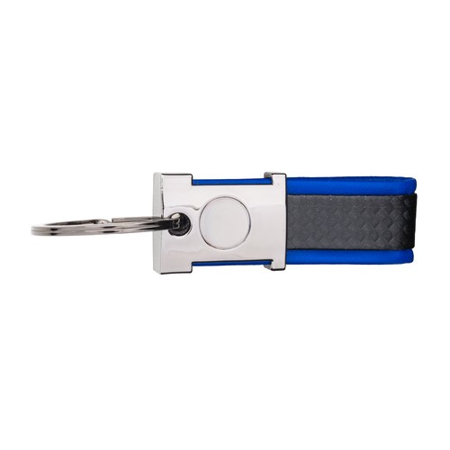 Porte-clés en métal bruni et PU bicolore, avec un espace adapté au logo en résine - 3