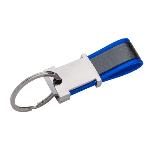 Porte-clés en métal bruni et PU bicolore, avec un espace adapté au logo en résine - 4