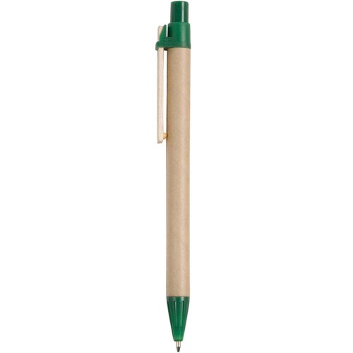 Stylo à bille en papier recyclé, détails colorés en PP et paille de blé, clip en bois - 2