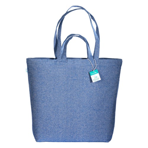 Tote bag en coton recyclé, avec soufflet à la base et anses doubles, 280 g/m2 - 2