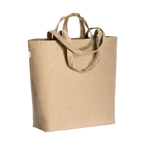 280 g/m2 recycled cotton shopper with gusset at base, double handles and inside pocket