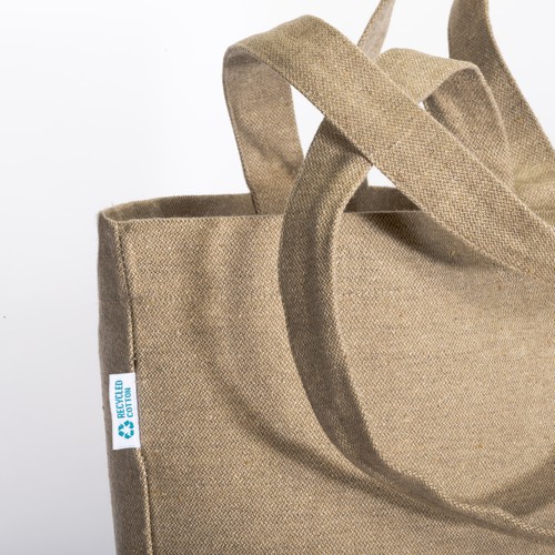Tote bag en coton recyclé, avec soufflet à la base et anses doubles, 280 g/m2 - 4