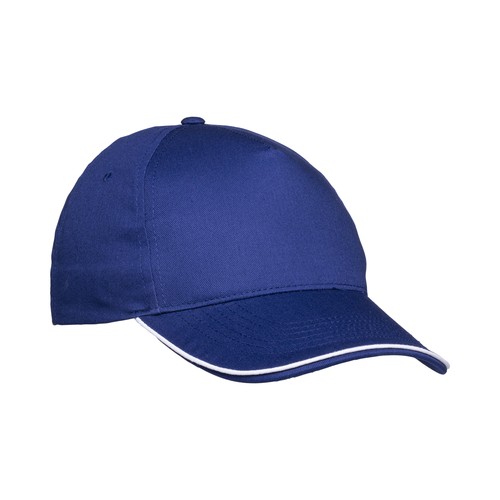 Casquette en coton 5 panneaux, visière sandwich contrasté avec fermeture velcro - 1