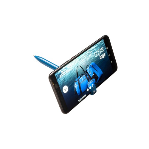 Stylo twist en PP et paille de blé avec support pour téléphone portable - 3