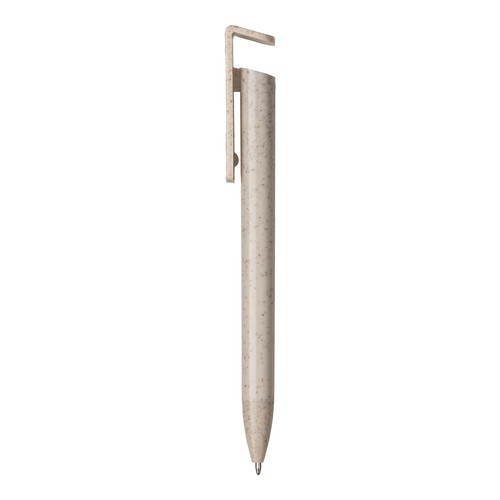 Stylo twist en PP et paille de blé avec support pour téléphone portable - 1