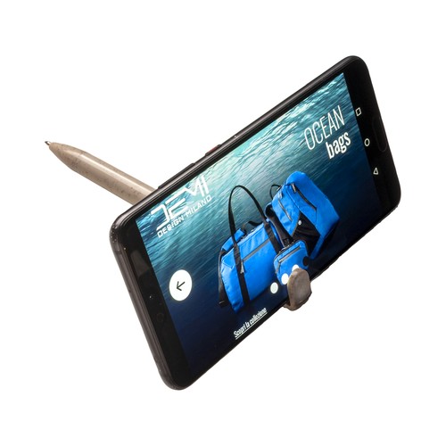 Stylo twist en PP et paille de blé avec support pour téléphone portable - 3