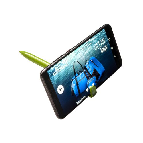 Stylo twist en PP et paille de blé avec support pour téléphone portable - 3