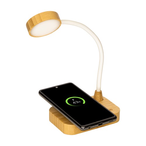 Lampe multifonctionnelle en bambou avec chargeur sans fil 15W - 5