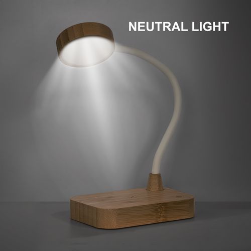 Lampe multifonctionnelle en bambou avec chargeur sans fil 15W - 8