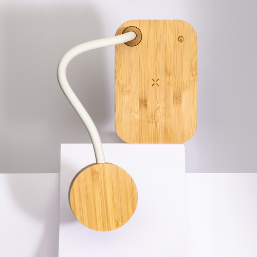 Lampe multifonctionnelle en bambou avec chargeur sans fil 15W - 9