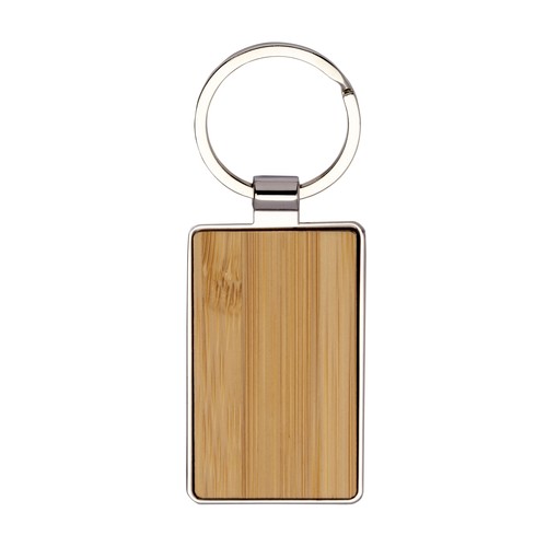 Porte-clés rectangulaire en métal avec façade en bambou - 2